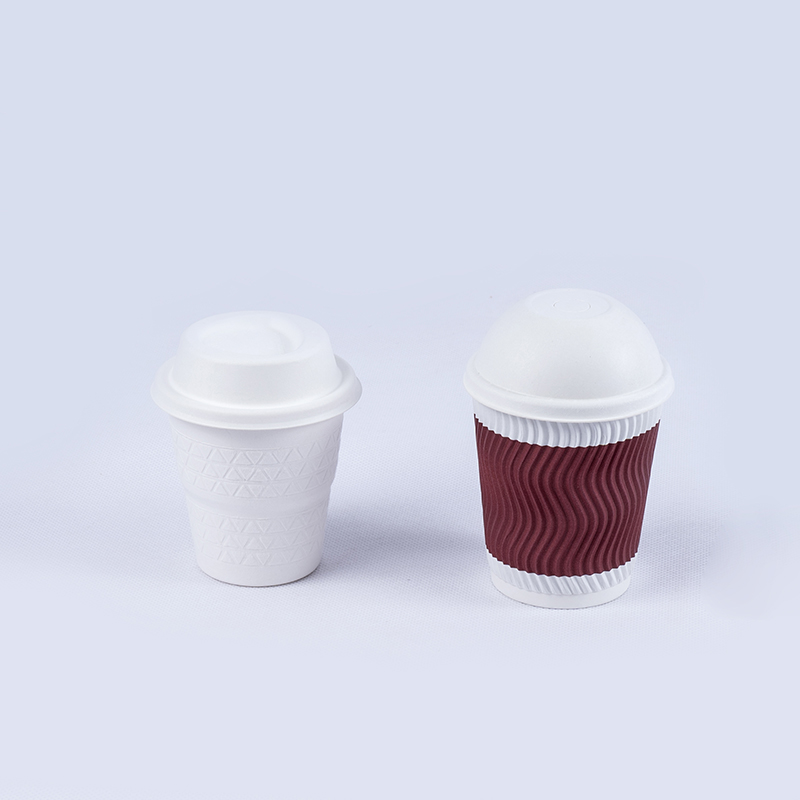 Compostable Biodegradable Bagasse Sugarcane 80mm Dome Cup Lids para sa Cold Drinks (2)