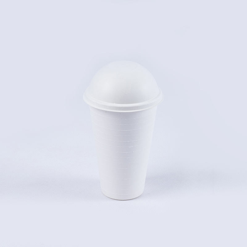 Tapas de copa de cúpula de 80 mm de bagazo biodegradable compostable para bebidas frías (3)