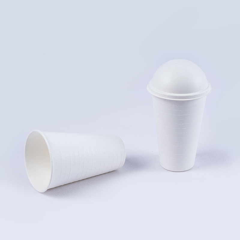 Compostable Biodegradable Bagasse Sugarcane 80mm Dome Cup Lids para sa Cold Drinks (4)