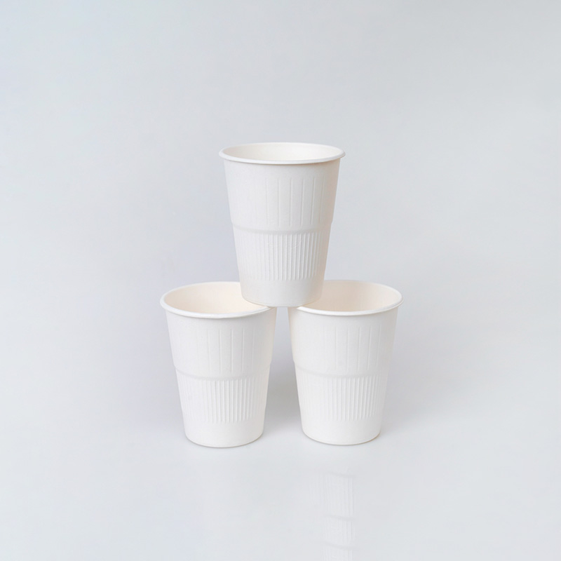 Compostable Biodegradable Bagasse tubo 12oz Cup nga may bertikal pattern (5)