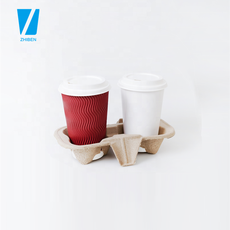 Home compostable 2 & 4 cups holder for coffee cups (1)