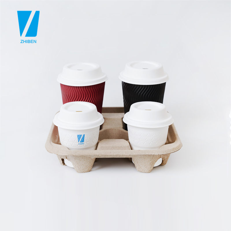 Home compostable 2 & 4 cups holder for coffee cups (2)